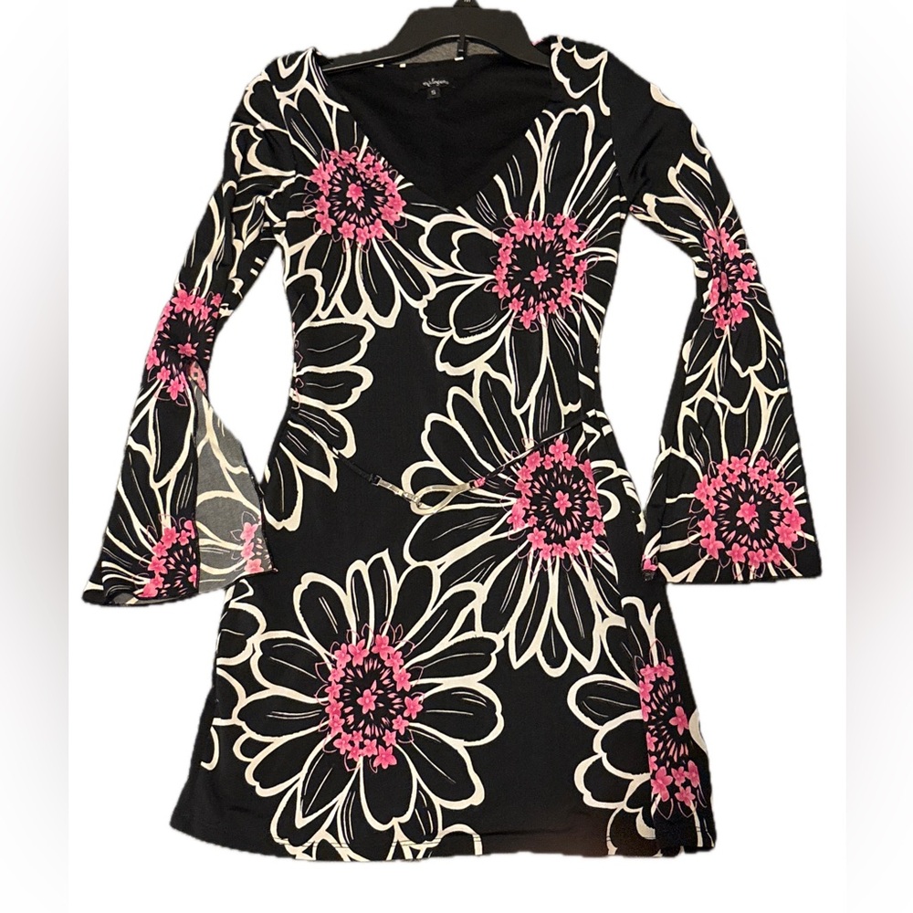 Floral Epilogue Bell Bottom Sleeve Dress